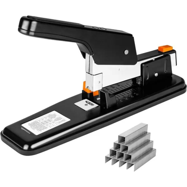 Amazon Basics Effortless Heavy Duty Stapler 210 Sheets High Capacity Large Office Stapler with 1000 Staples Black90 Sheets Standard Stapler