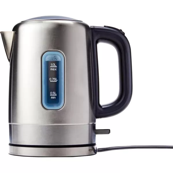 Amazon Basics Electric Glass and Steel Hot Tea Water Kettle 17Liter Black and SliverStainless Steel 10 Liter