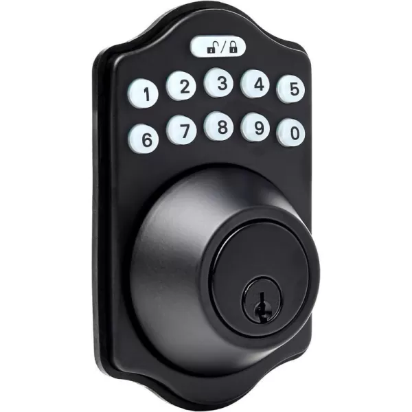 Amazon Basics Electronic Keypad Deadbolt Door Lock with TouchControl Keyless Entry Keyed Entry Option Contemporary Matte BlackMatte Black Traditional