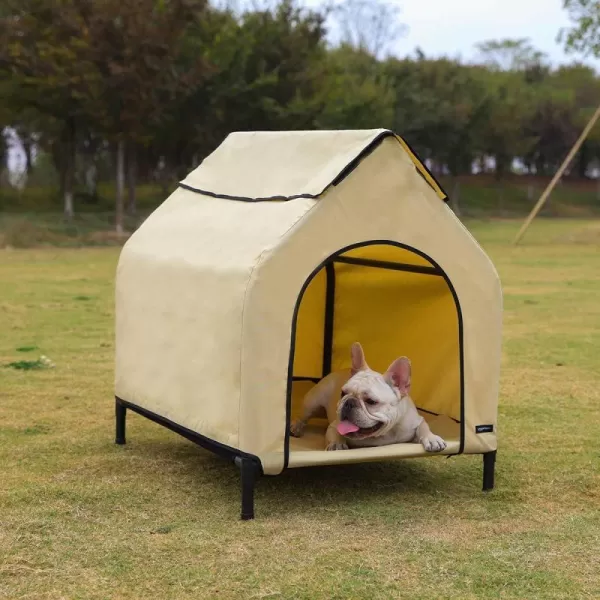 Amazon Basics Elevated Portable Pet House Small 35 x 32 x 26 Inches KhakiAmazon Basics Elevated Portable Pet House Small 35 x 32 x 26 Inches Khaki