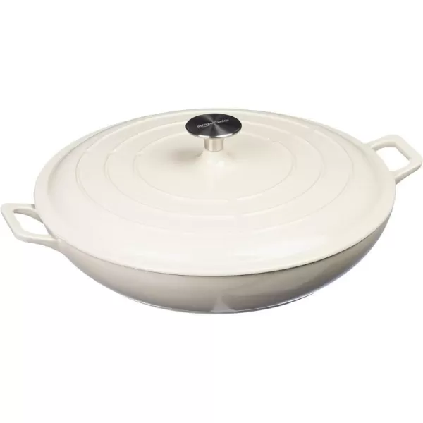 Amazon Basics Enameled Cast Iron Covered Oval Casserole Skillet 33Quart WhiteWhite