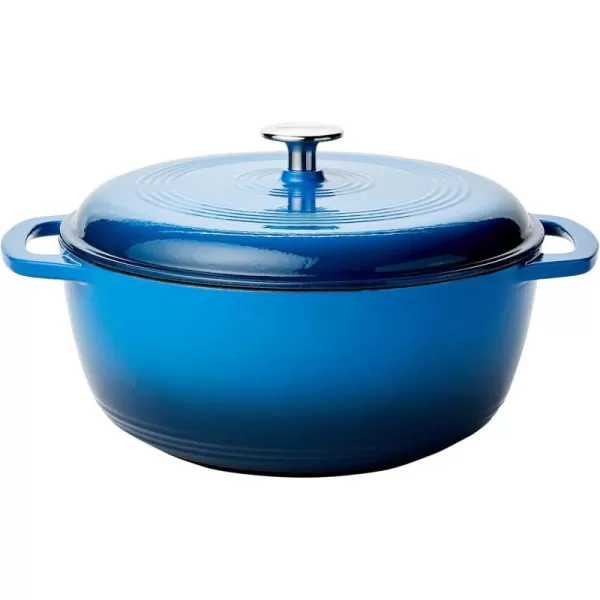 Amazon Basics Enameled Cast Iron Covered Round Dutch Oven 6 Quart Matte NavyBlue 6Quart