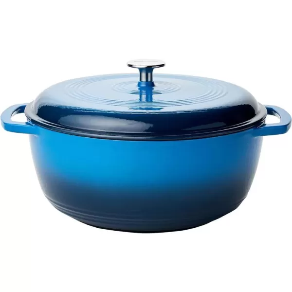 Amazon Basics Enameled Cast Iron Covered Round Dutch Oven 6 Quart Matte NavyBlue 73Quart
