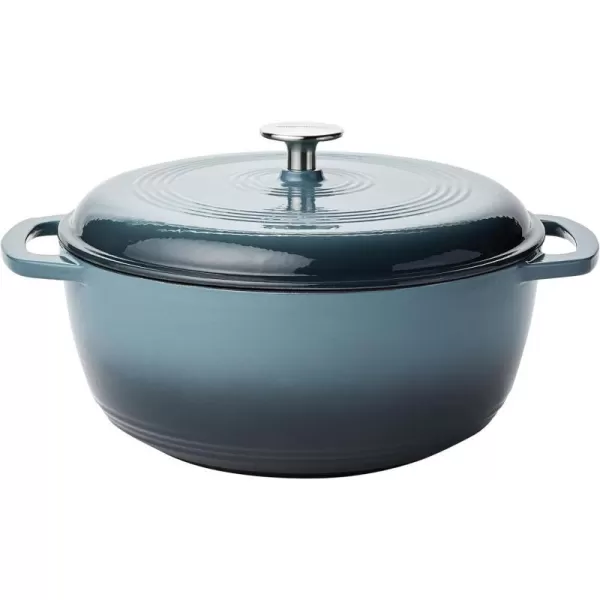Amazon Basics Enameled Cast Iron Covered Round Dutch Oven 6 Quart Matte NavyGray 6 Quart