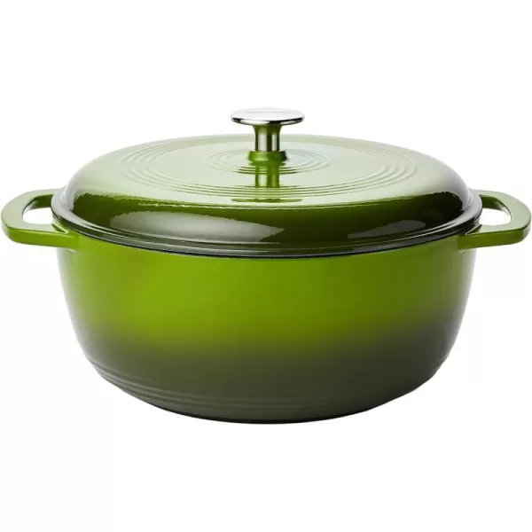Amazon Basics Enameled Cast Iron Covered Round Dutch Oven 6 Quart Matte NavyGreen 6Quart