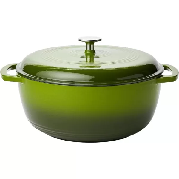 Amazon Basics Enameled Cast Iron Covered Round Dutch Oven 6 Quart Matte NavyGreen 73Quart