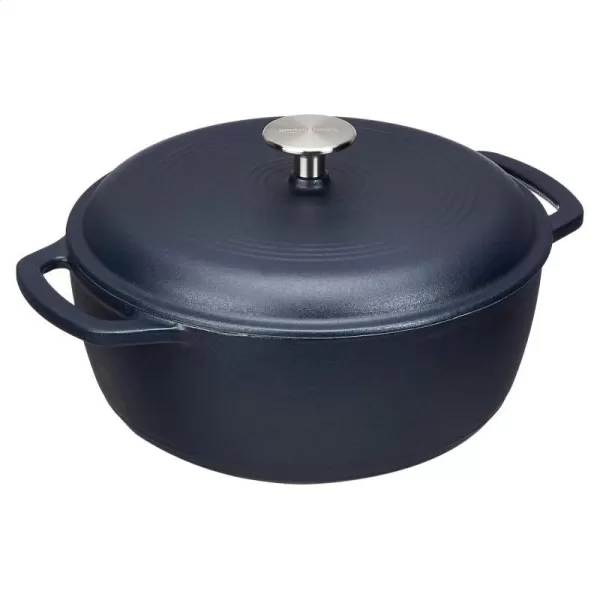 Amazon Basics Enameled Cast Iron Covered Round Dutch Oven 6 Quart Matte NavyMatte Navy 43Quart