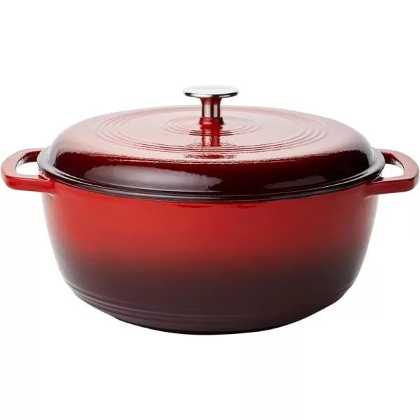 Amazon Basics Enameled Cast Iron Covered Round Dutch Oven 6 Quart Matte NavyRed 73Quart
