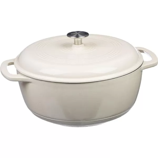 Amazon Basics Enameled Cast Iron Covered Round Dutch Oven 6 Quart Matte NavyWhite 43Quart