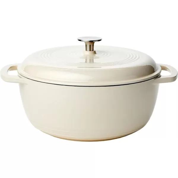 Amazon Basics Enameled Cast Iron Covered Round Dutch Oven 6 Quart Matte NavyWhite 6Quart