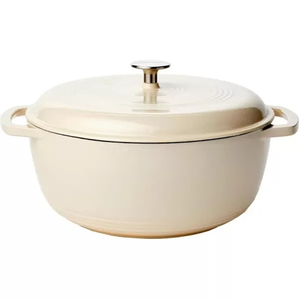 Amazon Basics Enameled Cast Iron Covered Round Dutch Oven 6 Quart Matte NavyWhite 73Quart