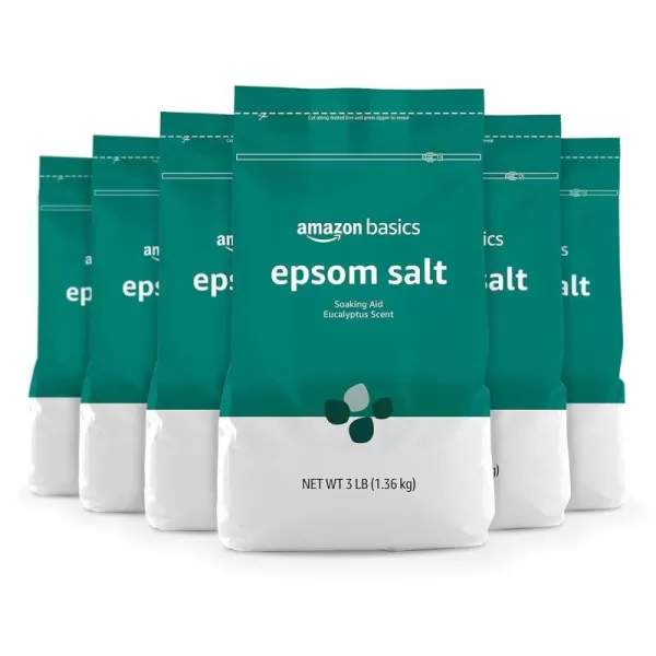 Amazon Basics Epsom Salt Soaking Aid Lavender Scented 3 Pound 6Pack Previously SolimoEucalyptus 3 Pound Pack of 6