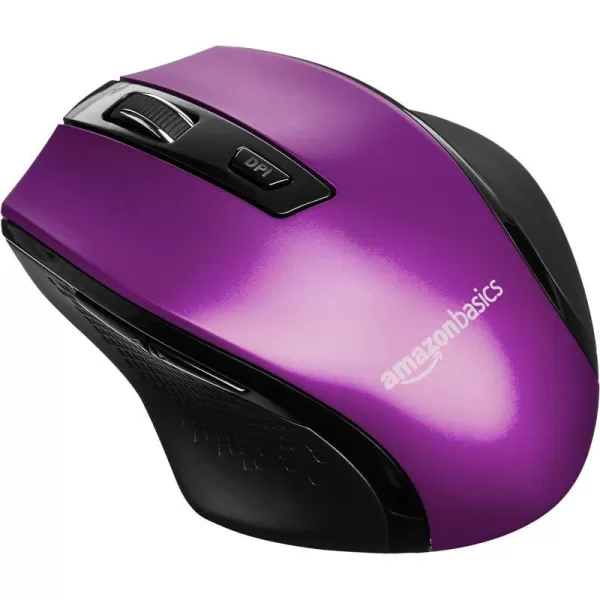 Amazon Basics Ergonomic Wireless PC Mouse  DPI adjustable  BlackPurple