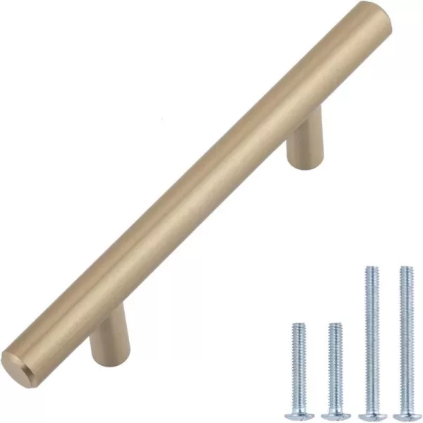 Amazon Basics Euro Bar Cabinet Handle 12inch Diameter 538inch Length 3inch Hole Center Satin Nickel 50Pack538 in Length 3 in Hole Center Golden Champagne