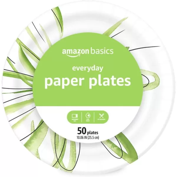Amazon Basics Everyday Paper Plates 10 Inch Disposable 50 Count50 Count