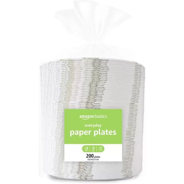 Amazon Basics Everyday Paper Plates 8 58 Inch Disposable 200 Count200 Count