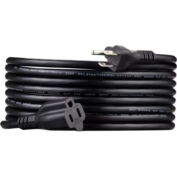 Black 15-Foot Single Extension Cord