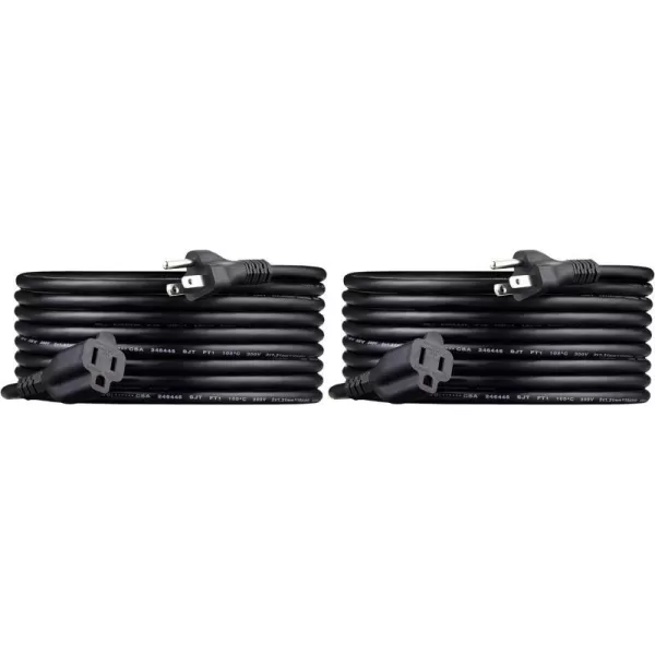 Black 15-Foot Two-Pack Extension Cord