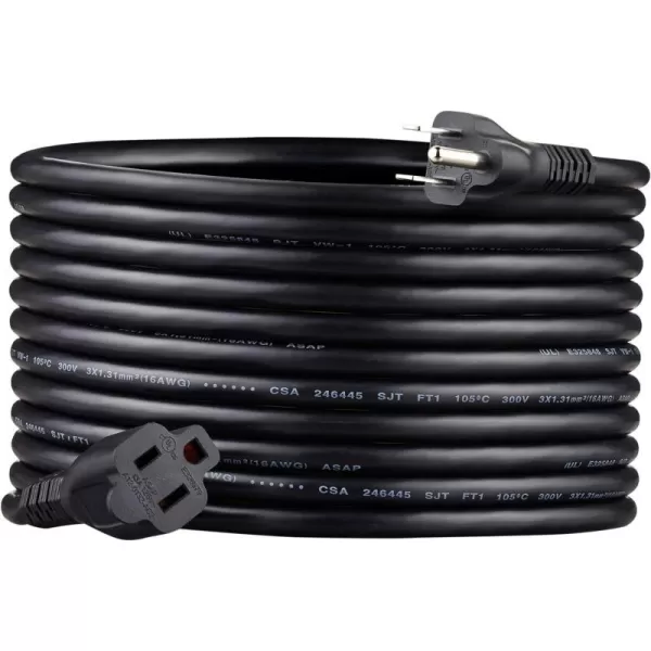 Black 20-Foot Single Extension Cord