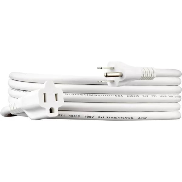 White 10-Foot Single Extension Cord