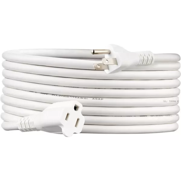 White 15-Foot Single Extension Cord