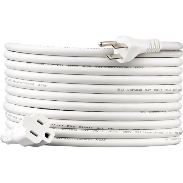 Amazon Basics Extension Cord 13 Amps 125V 10 Foot BlackWhite 20Foot Single Extension Cord
