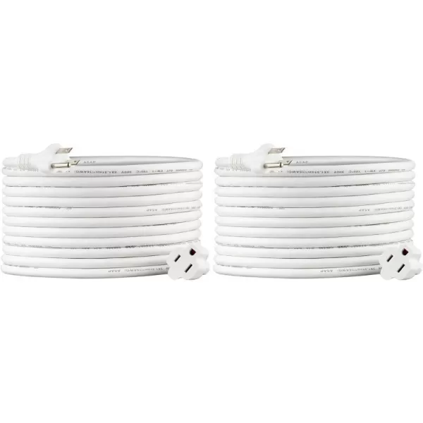 White 20-Foot Two-Pack Extension Cord