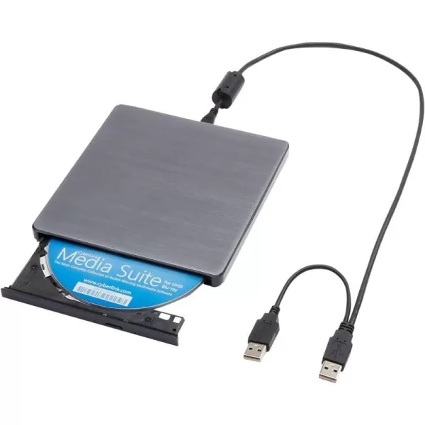 Amazon Basics External Ultra HD Bluray 6X Burner With CyberLink Media Suite CD DVD BD DL BDXL Discs 57 x 61 x 06 inchesAmazon Basics External Ultra HD Bluray 6X Burner With CyberLink Media Suite CD DVD BD DL BDXL Discs 57 x 61 x 06 inches