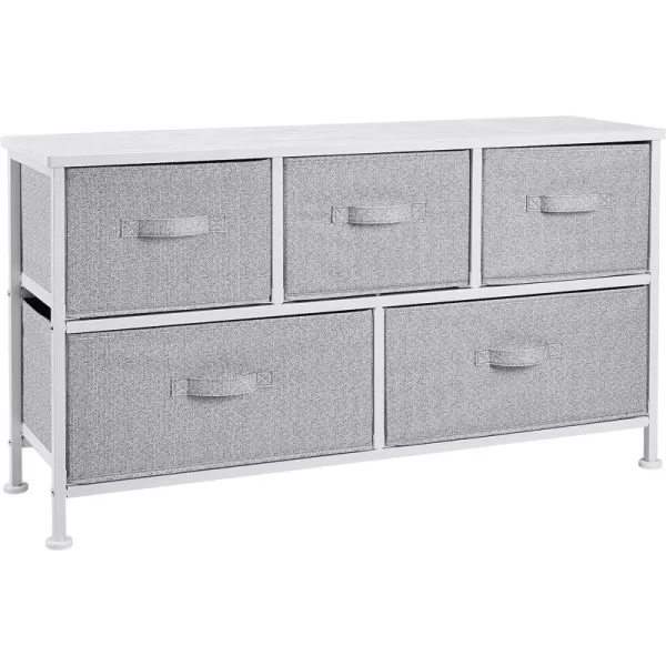 Amazon Basics Extra Wide Fabric 5Drawer Storage Organizer Unit for Closet WhiteWhite Organizer Unit  Grey Drawers