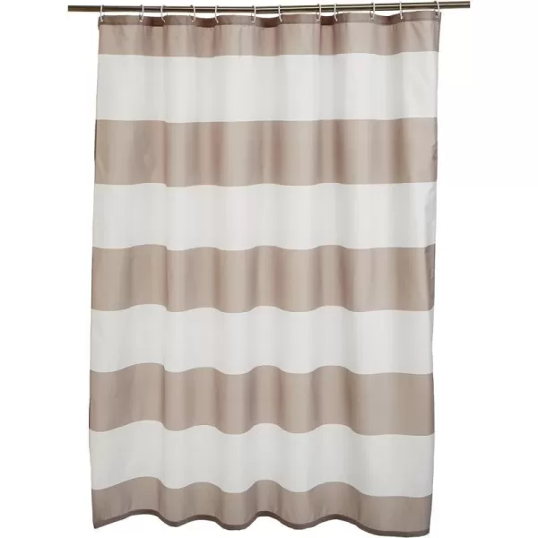 Amazon Basics Fabric Shower Curtain with Grommets and Hooks  72 x 72 Inch WhiteLight Brown Beige
