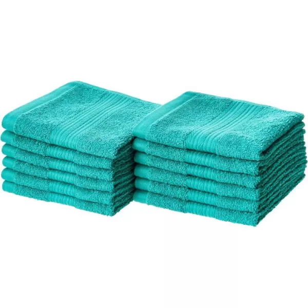 Amazon Basics FadeResistant Cotton Washcloth 12Pack White 12 L x 12 WWashcloth Pack of 12 Teal