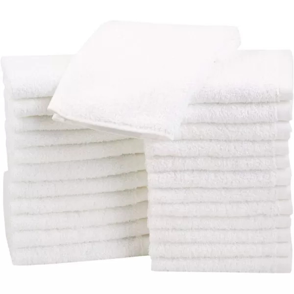 Amazon Basics Fast Drying Bath Towel Extra Absorbent Terry Cotton Washcloth 12 x 12 Inch White  Pack of 24White Pack of 24