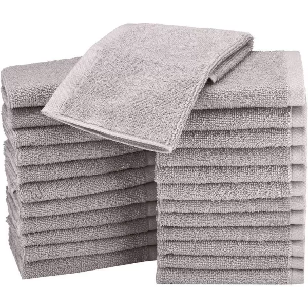 Amazon Basics Fast Drying Extra Absorbent Terry Cotton Washcloth 12 x 12 Inch Gray 24 CountGray Pack of 24