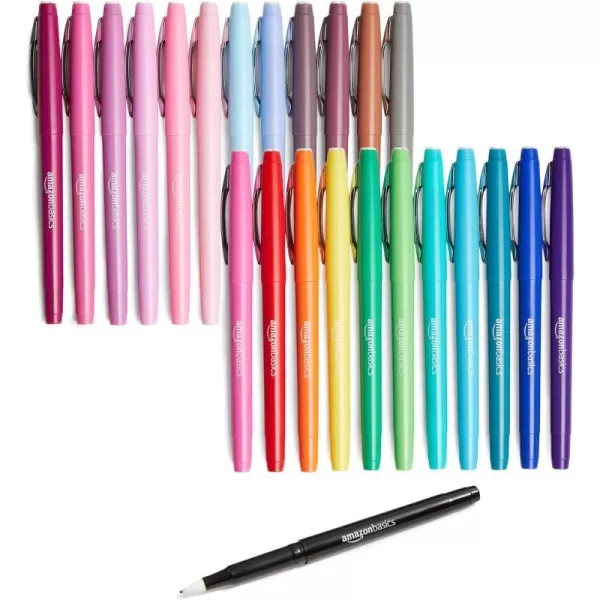 Amazon Basics Felt Tip Marker Pens 12Pack Assorted ColorsAssorted Colors 24 Pack
