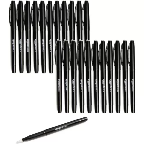 Amazon Basics Felt Tip Marker Pens 12Pack Assorted ColorsBlack 24 Pack