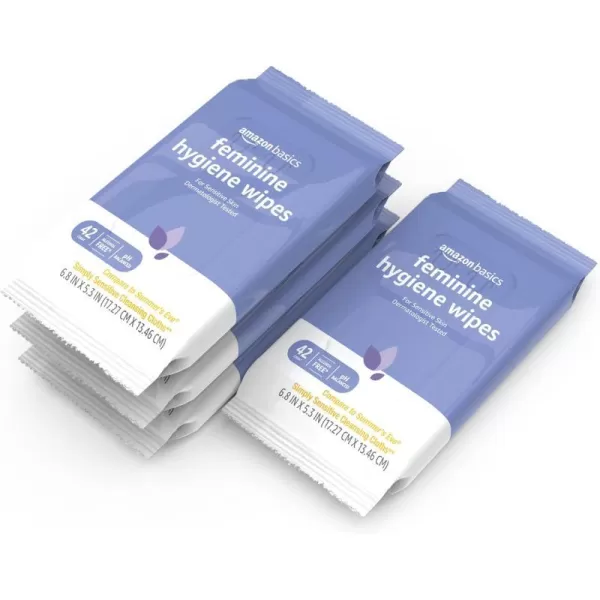 Amazon Basics Feminine Hygiene Wipes Alcohol Free pH Balanced Fresh Scent 168 Count 4 Packs of 42Amazon Basics Feminine Hygiene Wipes Alcohol Free pH Balanced Fresh Scent 168 Count 4 Packs of 42