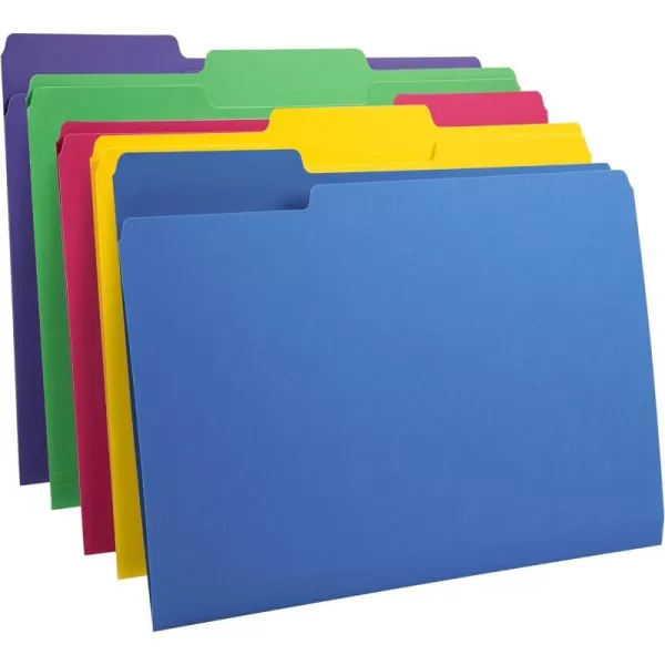 Amazon Basics File Folders Letter Size Heavyweight 13Cut Tab Assorted Colors 50PackAssorted Color Letter size
