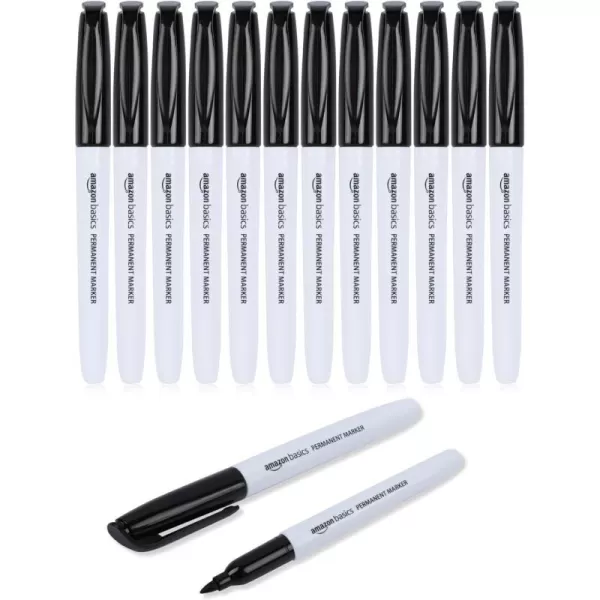 Amazon Basics Fine Point Tip Permanent Markers Black 24PackBlack 1 Count Pack of 12