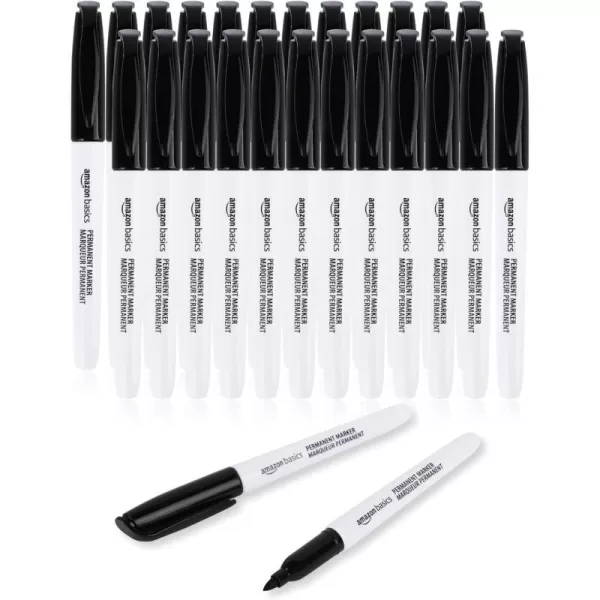 Amazon Basics Fine Point Tip Permanent Markers Black 24PackBlack 24 Pack