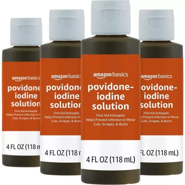 Amazon Basics First Aid Antiseptic 10 Povidone Iodine Solution 8 Fl Oz Pack of 44 Fl Oz Pack of 4