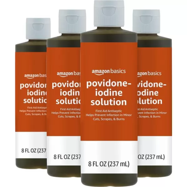 Amazon Basics First Aid Antiseptic 10 Povidone Iodine Solution 8 Fl Oz Pack of 48 Fl Oz Pack of 4