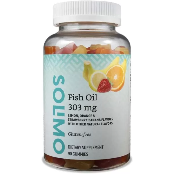 Amazon Basics Fish Oil 303 mg Lemon Orange amp StrawberryBanana flavors 90 Gummies 2 per Serving EPA and DHA Omega3 fatty acids Previously Solimo90 Count Pack of 1