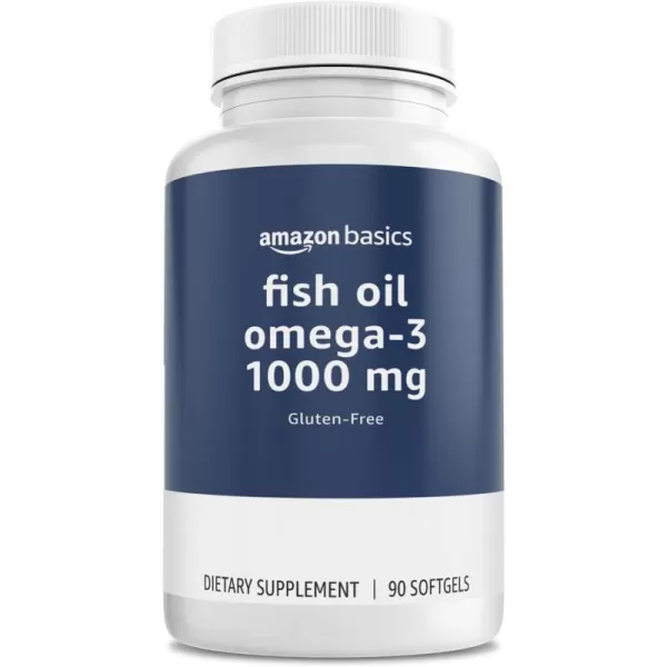 Amazon Basics Fish Oil Omega3 1000 mg 90 Softgels 1 per serving Gluten FreeAmazon Basics Fish Oil Omega3 1000 mg 90 Softgels 1 per serving Gluten Free