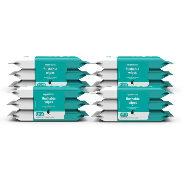 Amazon Basics Flushable Adult Toilet Wipes Fragrance Free 504 Count 12 Packs of 4242 Count Pack of 12