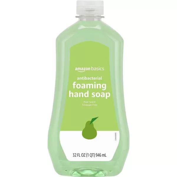 Amazon Basics Foaming Antibacterial Soap Refill Pear Scent TriclosanFree 32 Fluid Ounces ONLY Fits Foaming Dispensers 1Pack Previously Solimo32 Fl Oz Pack of 1