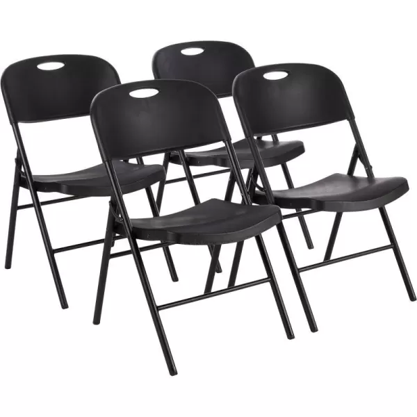 Amazon Basics Folding Plastic Chair 350Pound Capacity White 4Pack4Pack Black