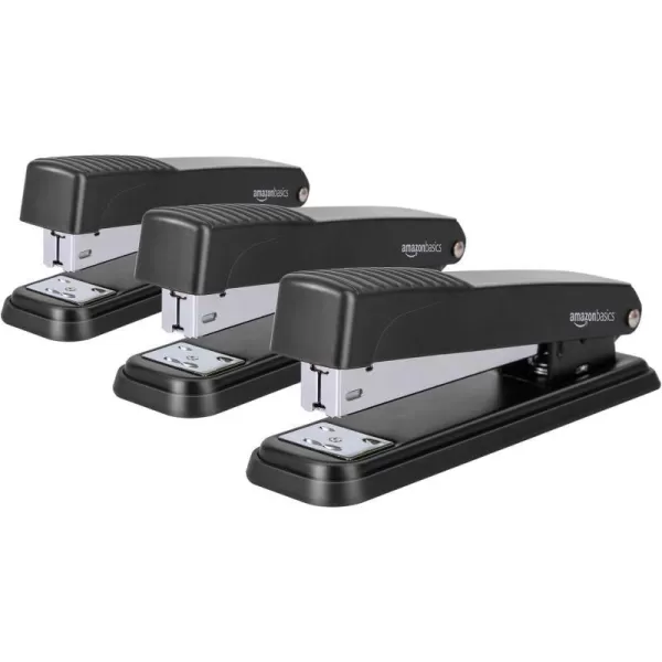 Amazon Basics Fullstrip Metal Office Desktop Stapler 25 Sheet Capacity 3 Pack BlackAmazon Basics Fullstrip Metal Office Desktop Stapler 25 Sheet Capacity 3 Pack Black