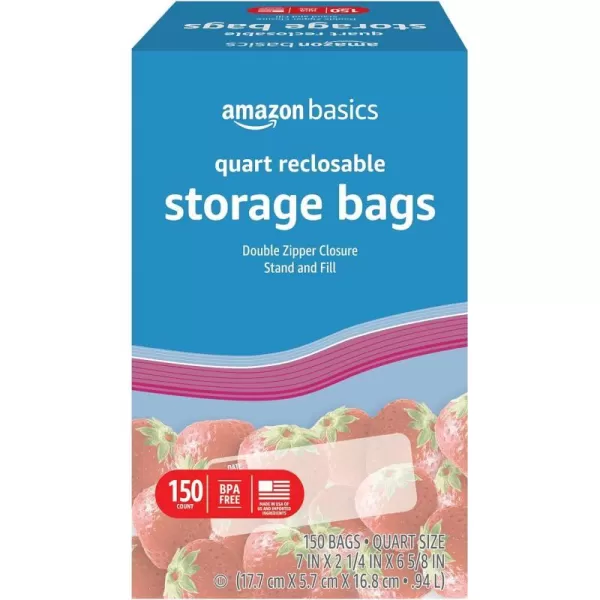 Amazon Basics Gallon Food Storage Bags 120 CountQuart Pack of 150