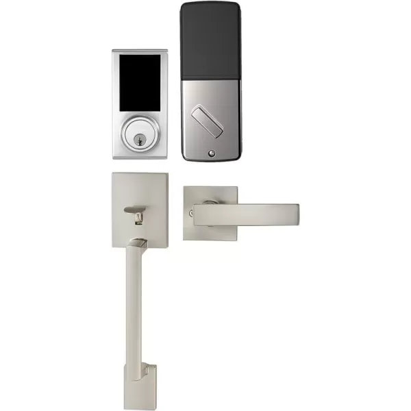 Amazon Basics Grade 3 Electronic Touchscreen Deadbolt Door Keypad Lock With Handleset Matte Black 133mm H Uppper x 2945mmL lowerSatin Nickel