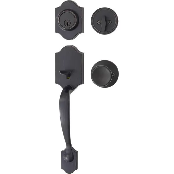 Amazon Basics Handleset with Tulip Knob  Single Cylinder  Matte BlackOil Bronze With Tulip Knob